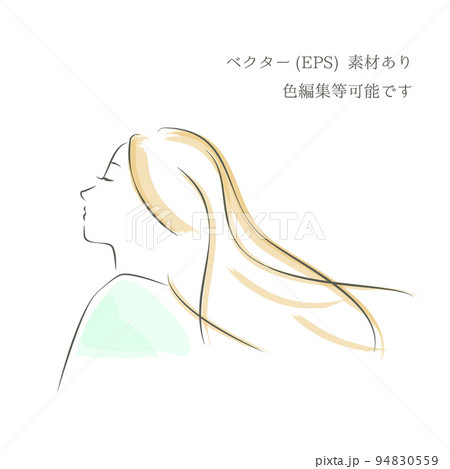 風を感じ上を向く女性イラスト / ベクターのイラスト素材 [94830559] - PIXTA