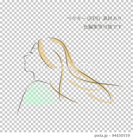 風を感じ上を向く女性イラスト / ベクターのイラスト素材 [94830559] - PIXTA
