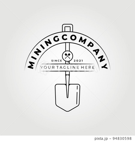 mining club , mining company logo vector illustration design , shovel line art icon symbol concept 94830598