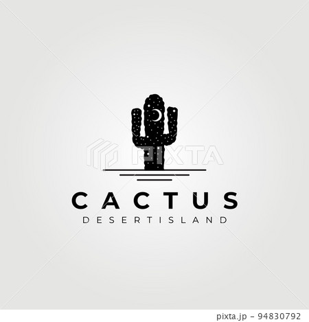 cactus, night desert logo vector, desert adventure logo vector illustration design, creative fantasy logo 94830792