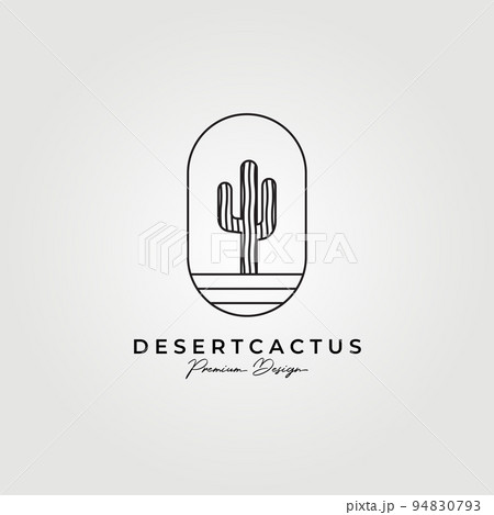 line art cactus, simple and elegant cactus logo vector illustration design, monoline logo 94830793