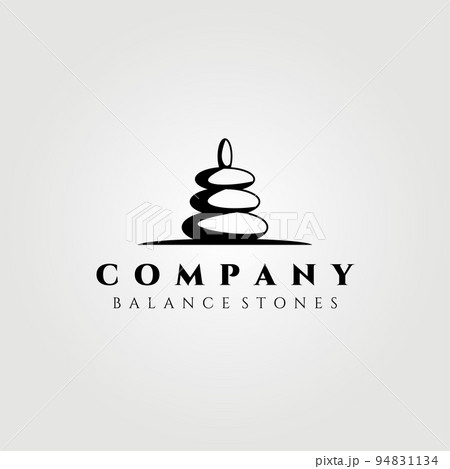 balance stone, balancing stones logo vintage vector illustration design 94831134