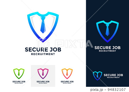 Secure job logo design template. With concept of guard shape combined with business tie. 94832107