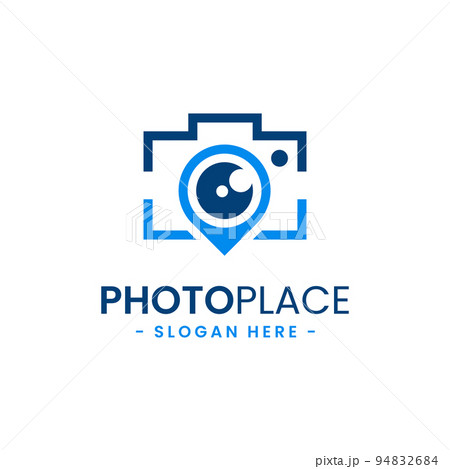 Photo point logo design template. Abstract combination of camera with navigation pin icon vector. Concept of place for photography. Flat style for graphic design, logo, web, UI. 94832684