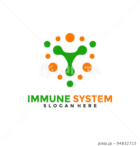 Immune System Health Cell Logo Design Template. Vaccination, immunization clinic logo. Antibiotic, virus and bacteria logo vector. 94832715