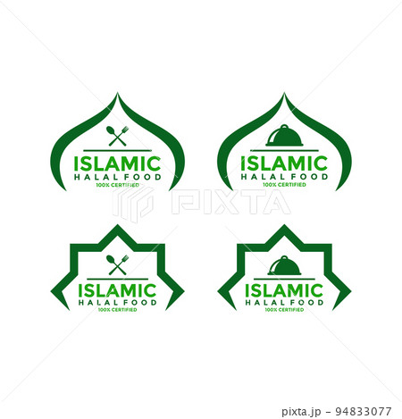 Set of halal food products labels, badges and logo design. Vector Halal sign certificate tag. Set of halal food products labels, badges and logo design. Vector Halal sign certificate tag. 94833077