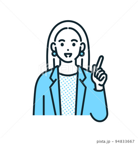 笑顔でポイントを説明するビジネスパーソンのイラスト素材 94833667
