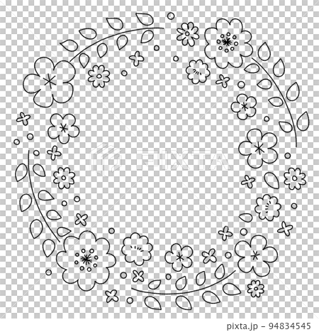 手描き風・花のリースのベクターイラスト 手描き風・花のリースのベクターイラスト 94834545