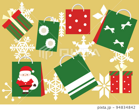 クリスマスプレゼントやショッピングバッグをイメージしたイラスト 94834842