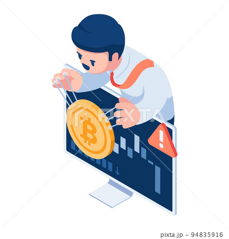 Isometric Businessman Manipulate Bitcoin Price 94835916