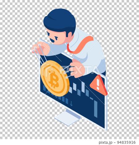 Isometric Businessman Manipulate Bitcoin Price Isometric Businessman Manipulate Bitcoin Price 94835916
