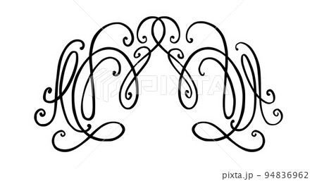 Flourish ornament as monogram or divider for wedding invitations and other designs. Handdrawn flourish isolated in white background. Vector illustration 94836962