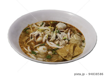 Spicy silver needle noodle chinese soup or Spicy silver pin noodle chinese soup (Tom yum giam ii soup). Spicy silver needle noodle chinese soup or Spicy silver pin noodle chinese soup (Tom yum giam ii soup). 94838586