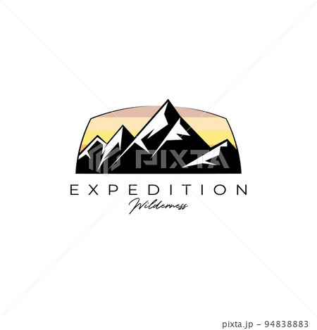 amazing mountain logo vector illustration design , sunset sunrise sign symbol 94838883