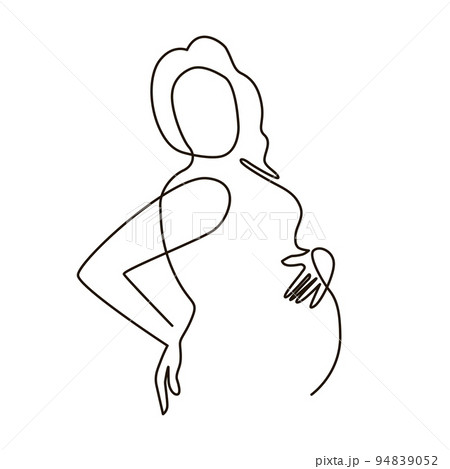 Pregnant woman line art. Woman silhouette 94839052