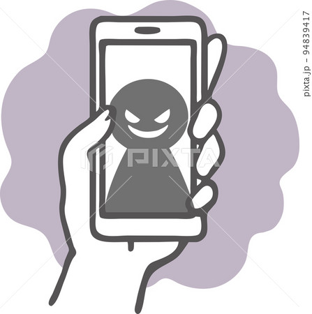 スマートフォンとネット犯罪者のイラスト素材 94839417