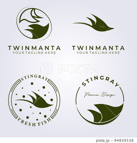 set and bundle of animals sea , stingray logo vector illustration design graphic, vintage animal logo 94839538
