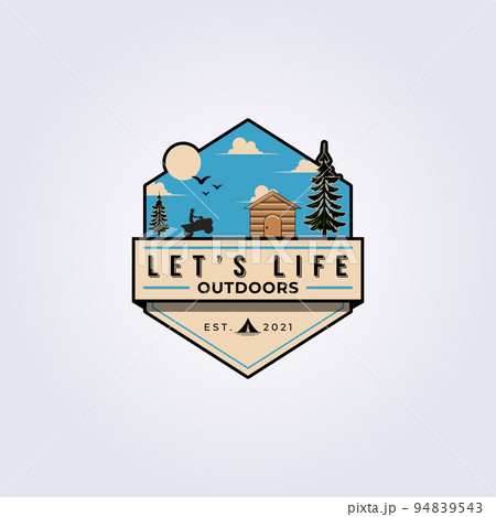 outdoor atv adventure rent house logo vector illustration design all terrain vehicle badge emblem print template poster 94839543