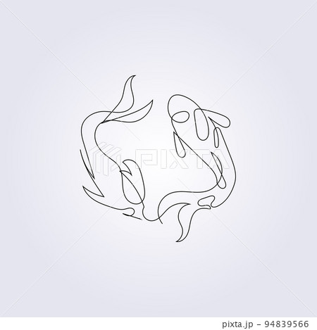 one line continuous fish art logo icon drawing symbol template background template silhouette design 94839566