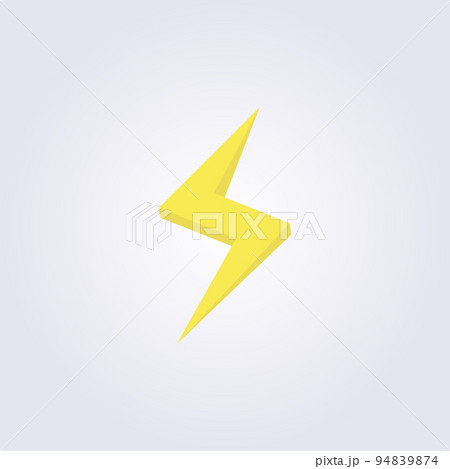 lightning icon, thunder symbol, electric template logo vector illustration design simple minimalist 3d art 94839874