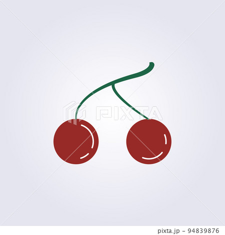 fresh red cheery icon vector illustration template background single double 3d 94839876