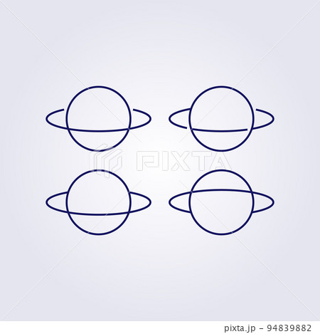 planet symbol icon draw logo simple minimalist line art set bundle various collection 94839882