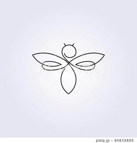 creative one line continuous bee hornet icon symbol sticker logo vector illustration design, simple minimalist template design graphic 94839889