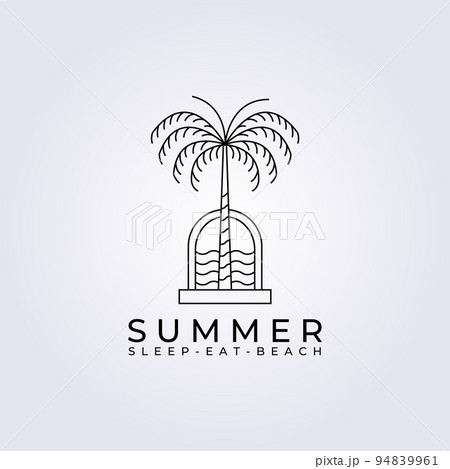 straight palm tree, coconut tree logo vector illustration badge line art design graphic straight palm tree, coconut tree logo vector illustration badge line art design graphic 94839961