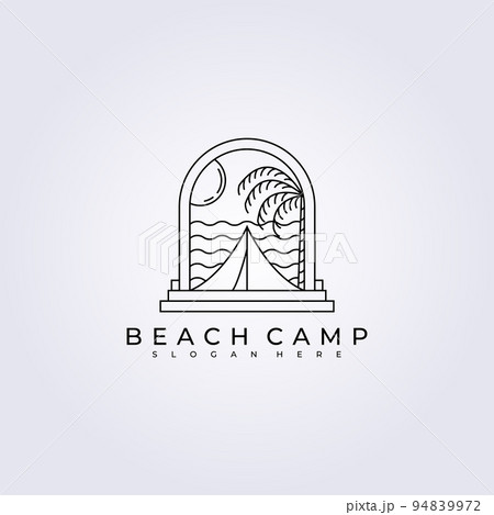 beach camp surfing ocean logo vector illustration design 94839972