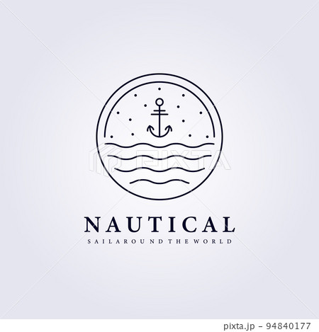 anchor nautical ocean wave sail badge logo vector illustration design 94840177