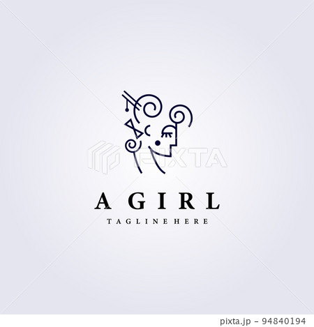 beauty girl salon hairstyle logo vector illustration design line art simple icon label template 94840194