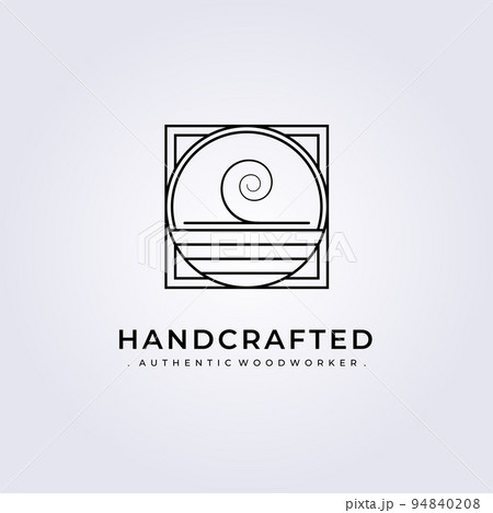 carpenter handcrafted creative woodwork logo badge simple line art vector illustration lumberjack design 94840208