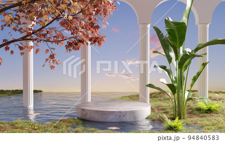 nature and white construction with podium for product presentation or your element present 94840583