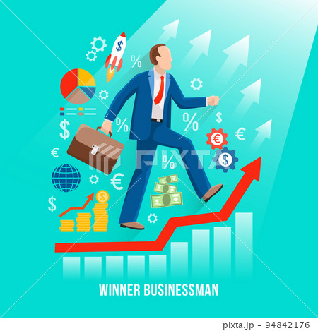 Successful Businessman Symbolic Flat Poster 94842176