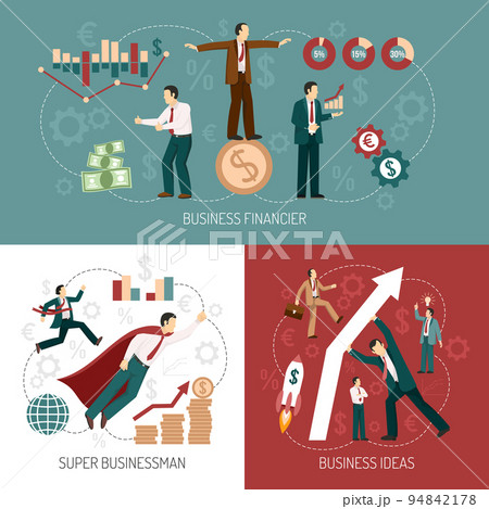 Winner Businessman Flat Icons Banner Square 94842178