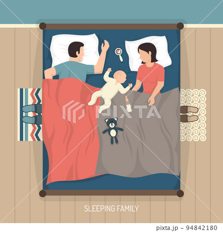 Sleeping Family With Nursing Baby 94842180