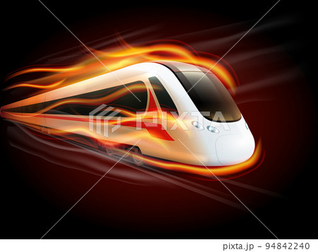 Speed Train Fire Black Background Design 94842240