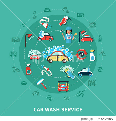 Car Wash Round Composition 94842405