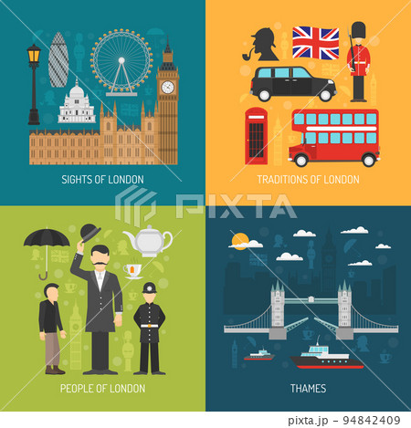 London concept 4 flat Icons square 94842409