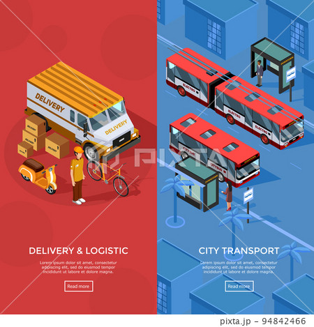 Two Vertical Isometric Transport Banners 94842466