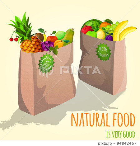 Fruits in paper bag print 94842467