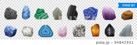 Realistic Stone Transparent Icon Set Realistic Stone Transparent Icon Set 94842931