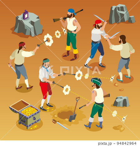 Pirates Game Isometric Composition 94842964