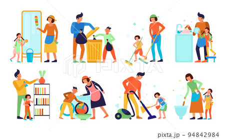 Cleaning Kids Helping Parents Set Cleaning Kids Helping Parents Set 94842984