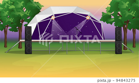 Festival Theme Concert Stage in the Woods Background Scene. Vector Illustration Festival Theme Concert Stage in the Woods Background Scene. Vector Illustration 94843275