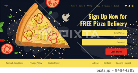 Sing up now for free pizza delivery, website page Sing up now for free pizza delivery, website page 94844285