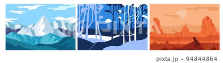 Winter mountain landscape, forest and desert view 94844864