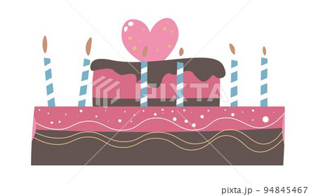 Birthday cake with hearts and candles decoration Birthday cake with hearts and candles decoration 94845467