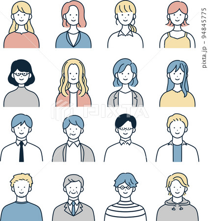 笑顔の男女セット　シンプルイラスト 94845775