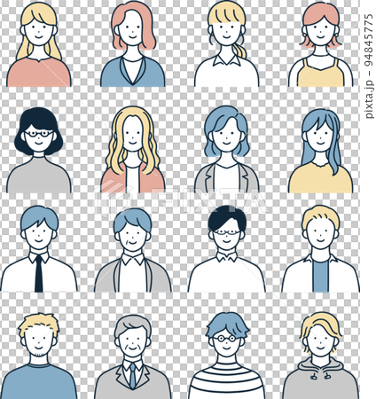 笑顔の男女セット　シンプルイラスト 94845775